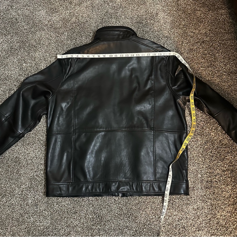 Roundtree & Yorke Black Leather Cafe Racing Jacket size Large - like new - Picture 7 of 12